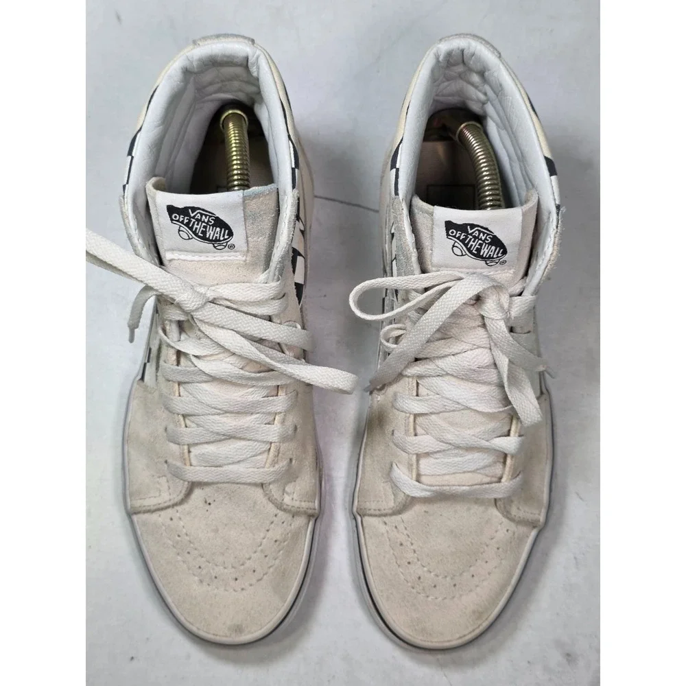 Vans Sk8-Hi Checker Flame Men's Sneakers Size 6 Women's 7.5 Suede Skate Shoes